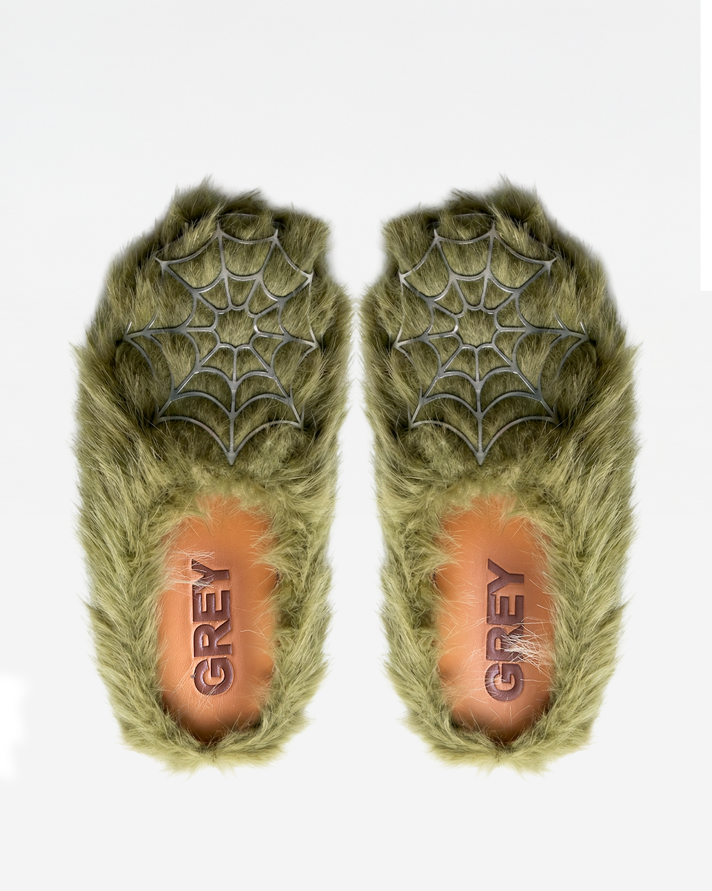 Fur Web Mules - Moss